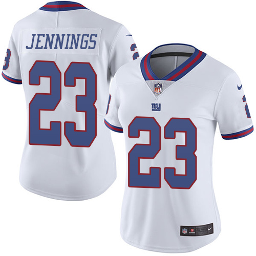 Women's Limited Rashad Jennings Nike Jersey White - #23 Rush NFL New York Giants